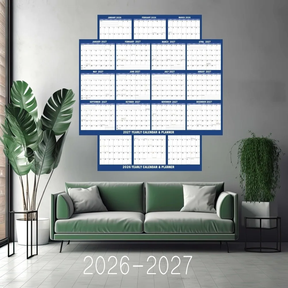 

New 12 Month Wall Calendar Wall Mount 32x48 In Large Dry Erase Calendar with Stickers Pens Laminated Calendar Office Use