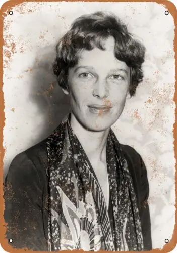 Metal Sign - 1928 Amelia Earhart Portrait - Vintage Look Reproduction