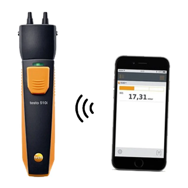 أداة قياس الضغط التفاضلي Testo 510i مع تشغيل الهاتف الذكي 0560 1510 510I
