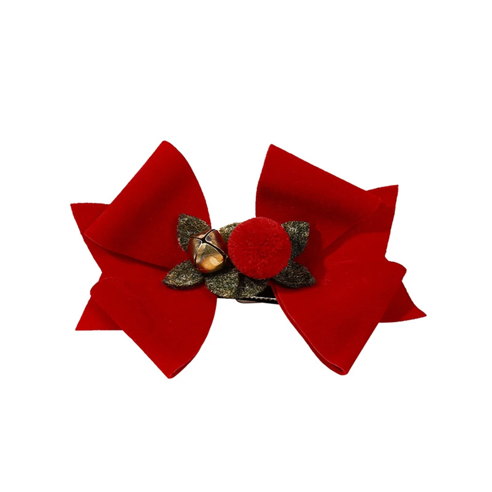 Christmas Deer Hairpin Women Fashion Bow Hair Clip Red Cute Elk Hairpins Side Clip Plush Snowflake Hair Accessories