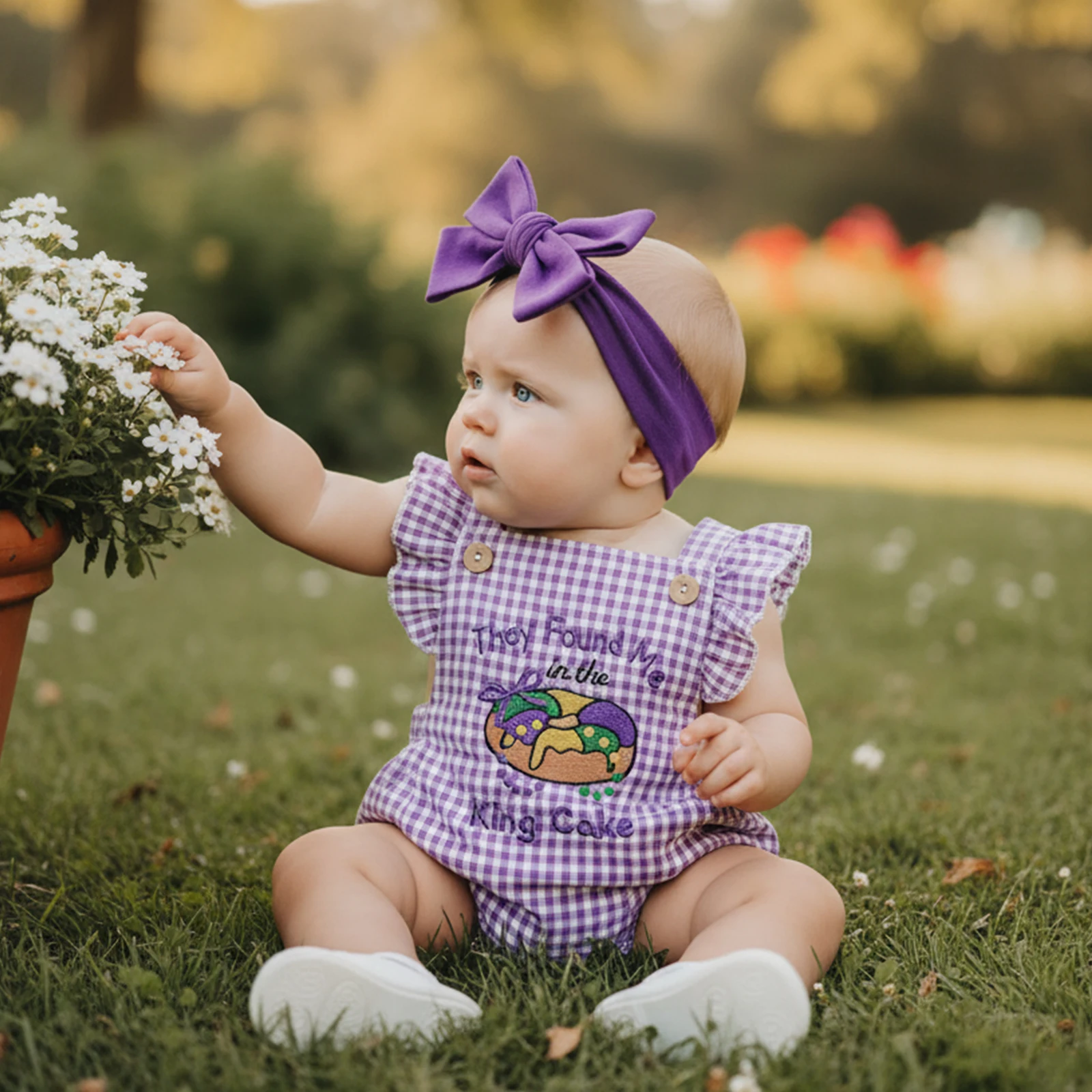 Carnival Baby Girls 2 Piece Bodysuits Outfits Sleeveless Square Collar Letter Embroidery Plaid Jumpsuit with Headband