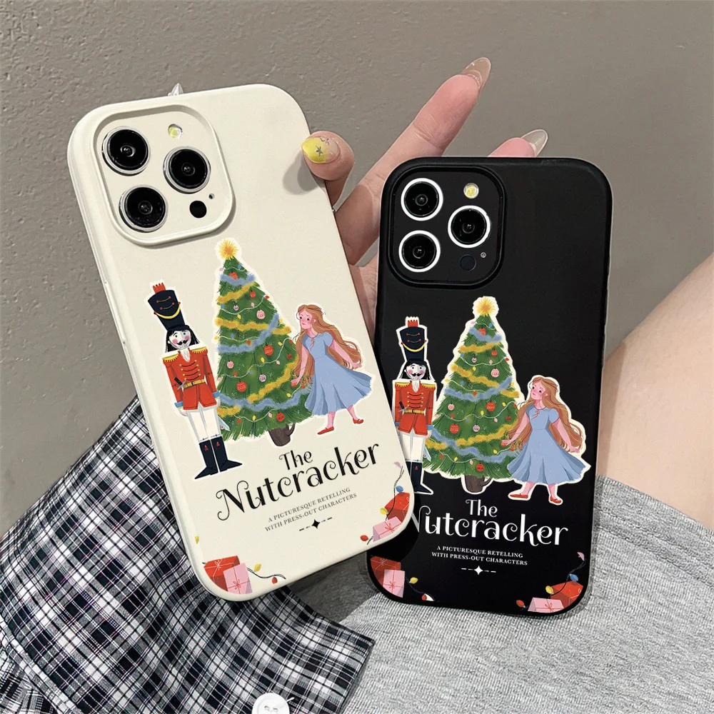 Cartoon The Nutcracker For iPhone 16 15 14 13 12 11 Pro MAX Plus Liquid Silicone Velvet All-Inclusive Soft Phone Case