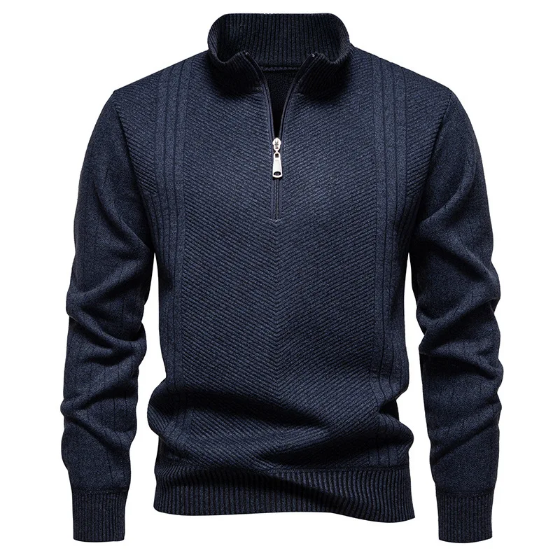 Fashion Men Sweater Autumn Winter Pullover Men's Casual Stand Collar Sweater Jacket