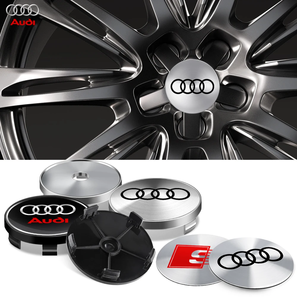 Tapas de cubo de rueda de coche, insignia de emblema, pegatina, decoración para Audi RS S A3 A4 B8 8P 8V A6 C7 A5 Q5 B7 B6 B9 Q7 A1 A7, 4 piezas,