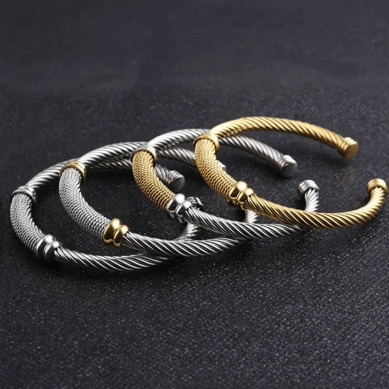 

2023 New Twisted Stainless Steel Adjustable Fashion Bracelet for Women Wedding Ball Luxury Jewelry Accessories Friend Gifts