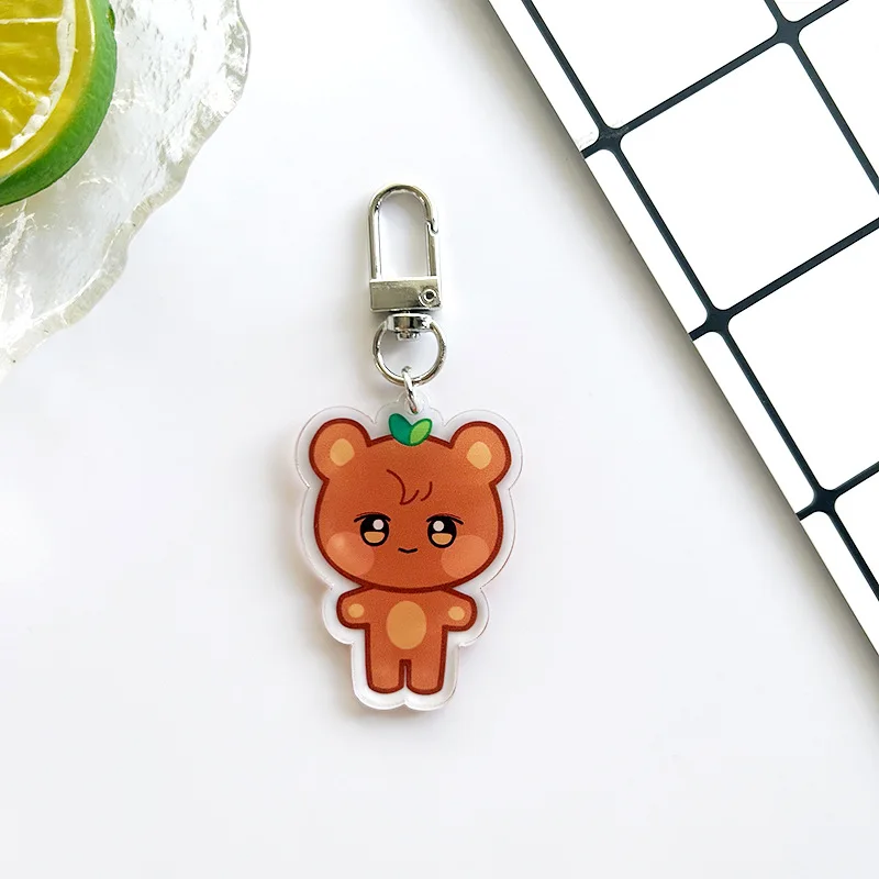 Kpop ATEEZ Cartoon Keychain Albums ANITEEZ Key Chain Hongjoong Seonghwa Yunho Yeosang San Keyring Pendant Accessories Fans Gift