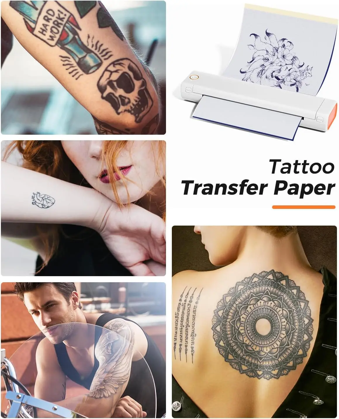 Phomemo-Sem Fio Tatuagem Transferência Stencil Impressora, Máquina Copiadora Térmica, Compatível com Smartphone e PC, M08F