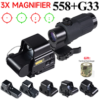 Tactical 558 G33 3X Magnifier Sight Scope Folding Side Flip for 551 556 553 Holographic Reflex Red Dot Sights Airsoft Equipment