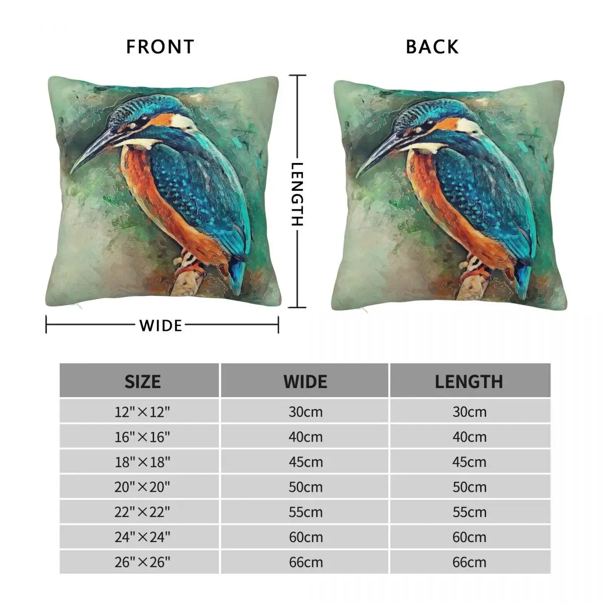 Bird Kingfisher Square Pillowcase Polyester Linen Velvet Pattern Zip Decor Throw Pillow Case Home Cushion Cover Wholesale