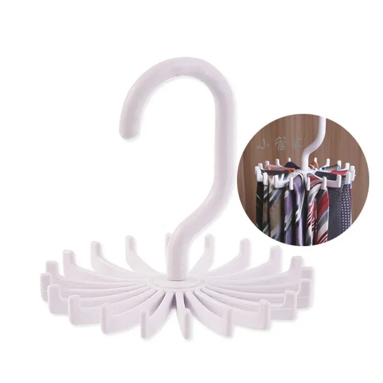Tie Hanger Plastic Portable Tie Rack Closets Rotating Hook Holder Belt Clothes Tie Rack Storage Home Multifunction