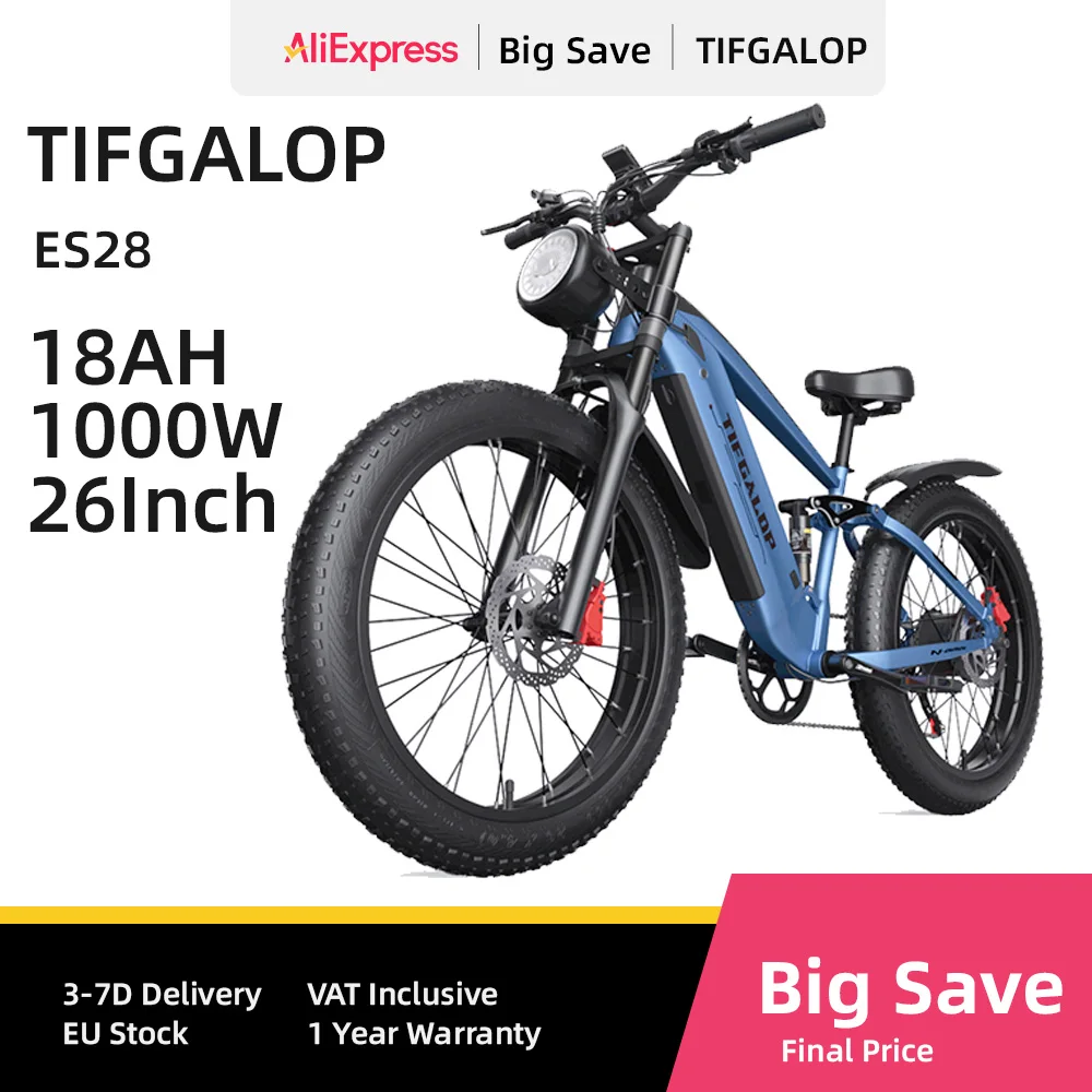 Tifgalop es28 stadt elektrisches fahrrad 1000w 48 v18ah top geschwindigkeit 50 km/h elektrisches