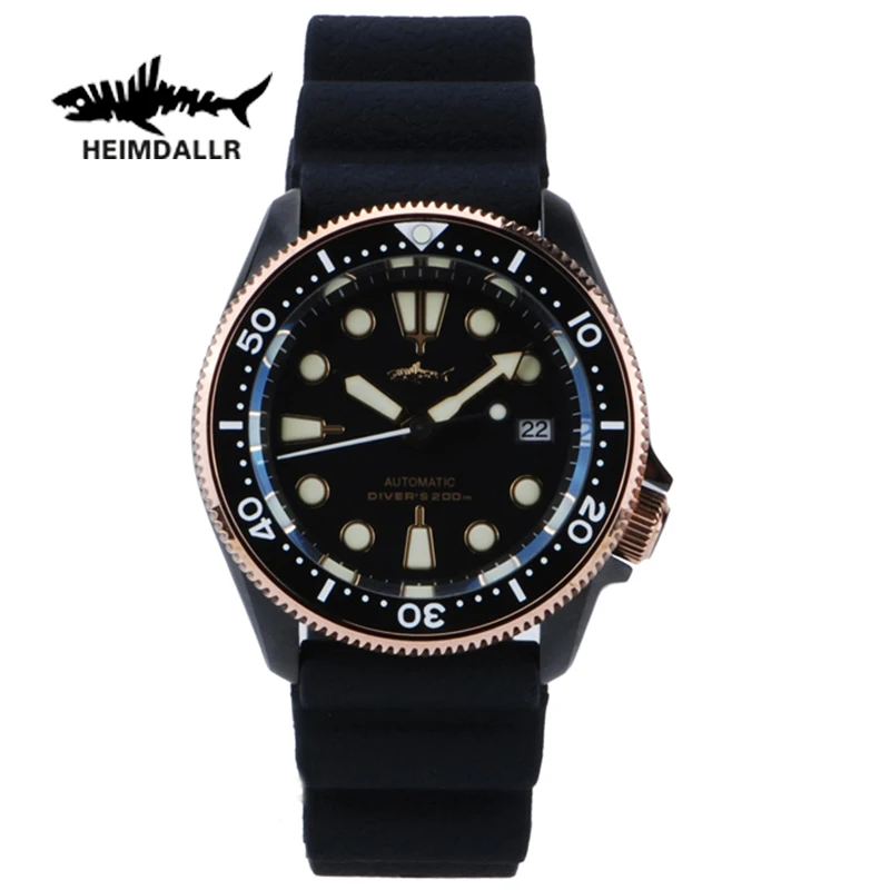 Heimdallr PVD SKX007 Men's Diver Watch Sapphire Ceramic Bezel C3 Super Luminous Plated Case NH35 Movement 20Bar waterproof