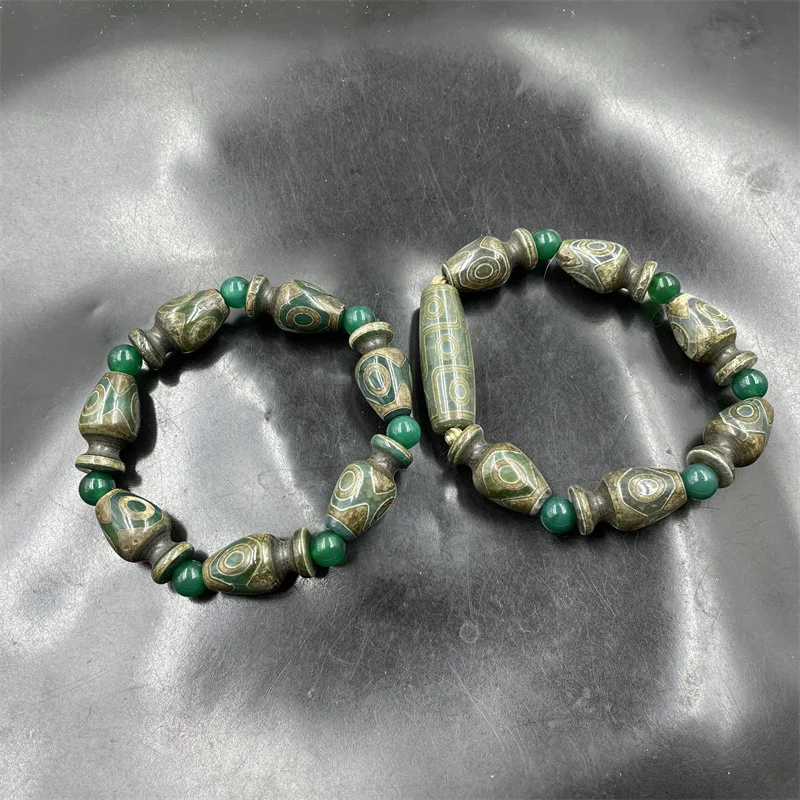 Green Vase Bracelet Dzi Bead Old Agate