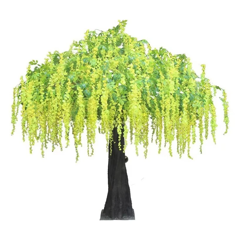 #￥Large Durable High Simulation Fiberglass Artificial WisteriaFlower Tree for Halloween Wedding Hotel Decorations-Direct Factory