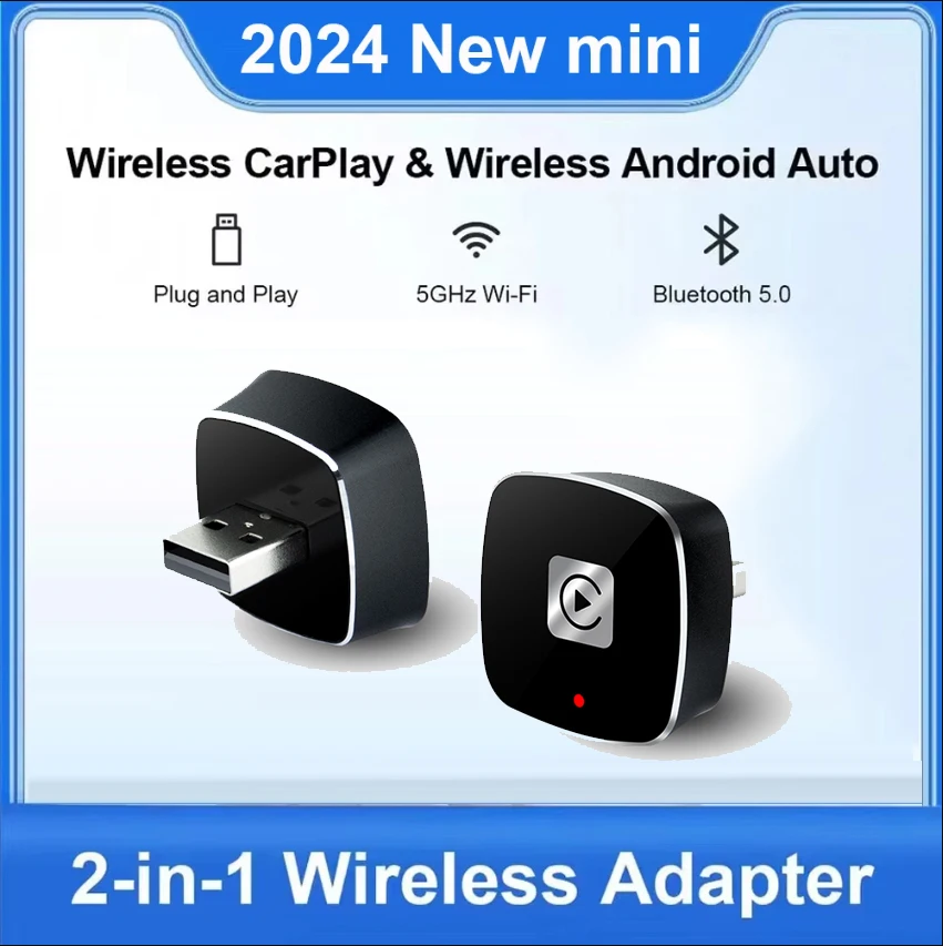 

Wireless Carplay Adapter for Android iPhone Auto 2 in1 Wired to Wireless AI Box USB Connection For Volvo Benz Mg Kia Chery VW