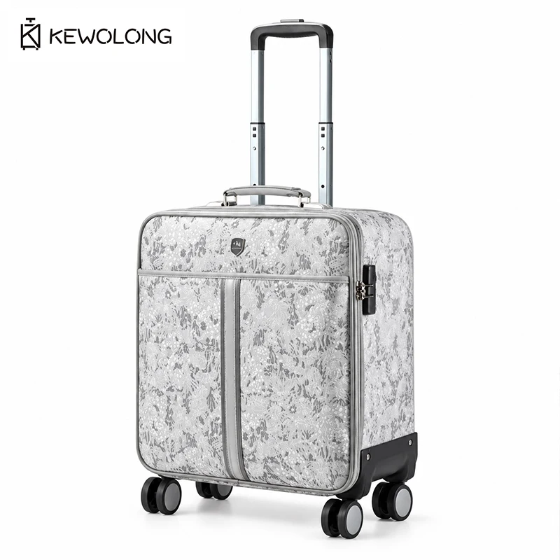 Embroidered Cute Carry On Luggage 16/18/20 Inch Small Suitcase Lock Spinner Wheels Fashion Travel Trolley Case