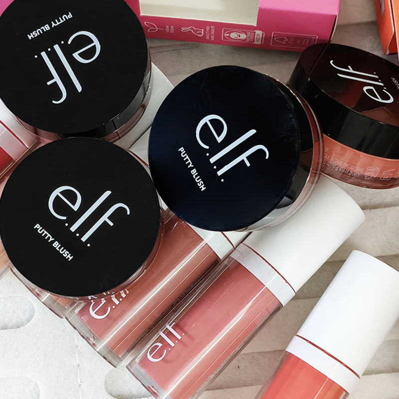 Best-seller Elf Brand, gloss à lèvres 8 couleurs et blush en poudre multicolore, texture fine, léger, hydratant, soin nourrissant, maquillage