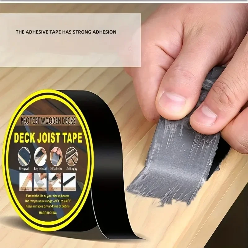 1pc Deck Joist Tape Butyl Adhesive High Temperature Resistance Black Tape Waterproof Anti-corrosion and Oxidation Resistant