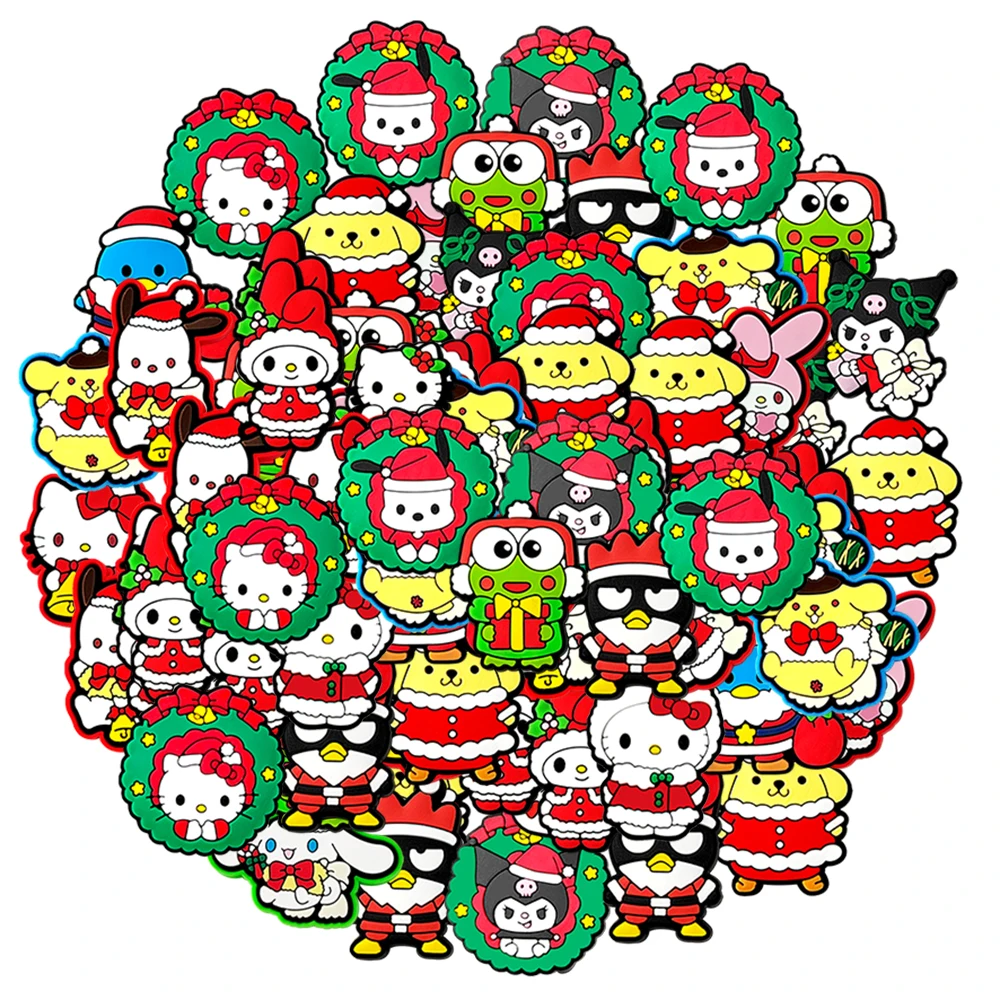 

16-100 Lovely Sanrio Christmas Shoe Charms PVC Shoes Decoration Bracelet Wristband Sandal shoe Accessories Buckle for Kids Gifts