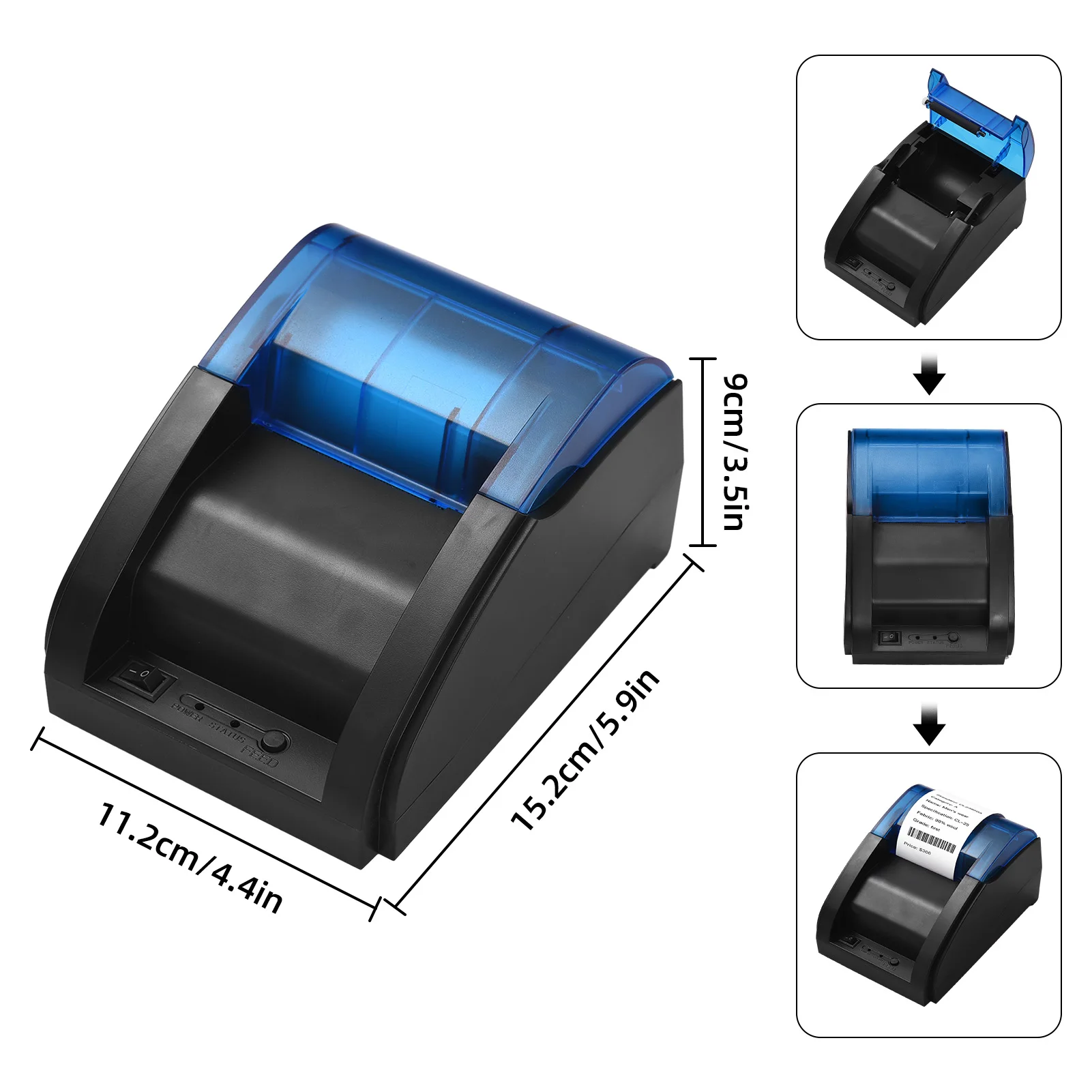 58mm Desktop Receipt Printer POS Printer Direct Thermal Printing Compatible with Android/iOS/Windows Support ESC/POS