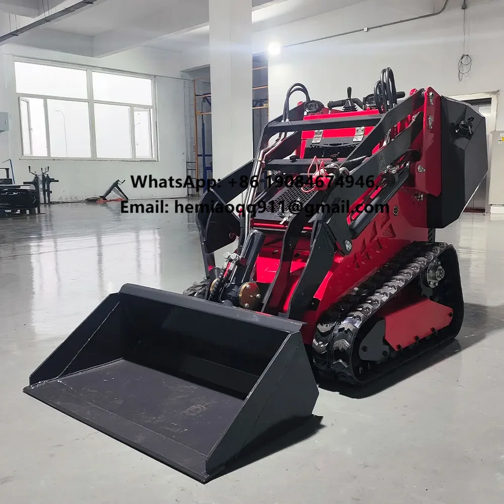Woer T470 Hot Sale Mini Skid Steer Loader With  Engine Rubber Track Compact Design for Farm Snow Cleaning Work