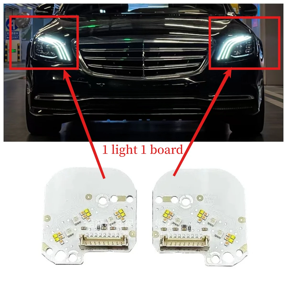 White Angel Eyes For Mercedes-Benz S-Class W222 2018-2020 Headlight Replacement LED DRL Light Source Board Ballast Circuit Board