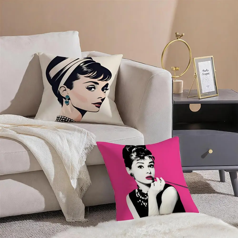 Audrey Hepburn Pop‑Art Pillow Covers, Vintage Hollywood Peach‑Skin Cushion Cases for Sofa Living‑Room Bedroom Home Decor