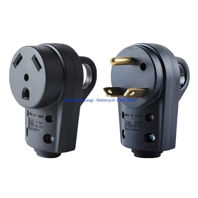 H7BD Campers Plug Male and Female Plug Set 125V 30Amp Electrical Plug 3 Pin Outlet