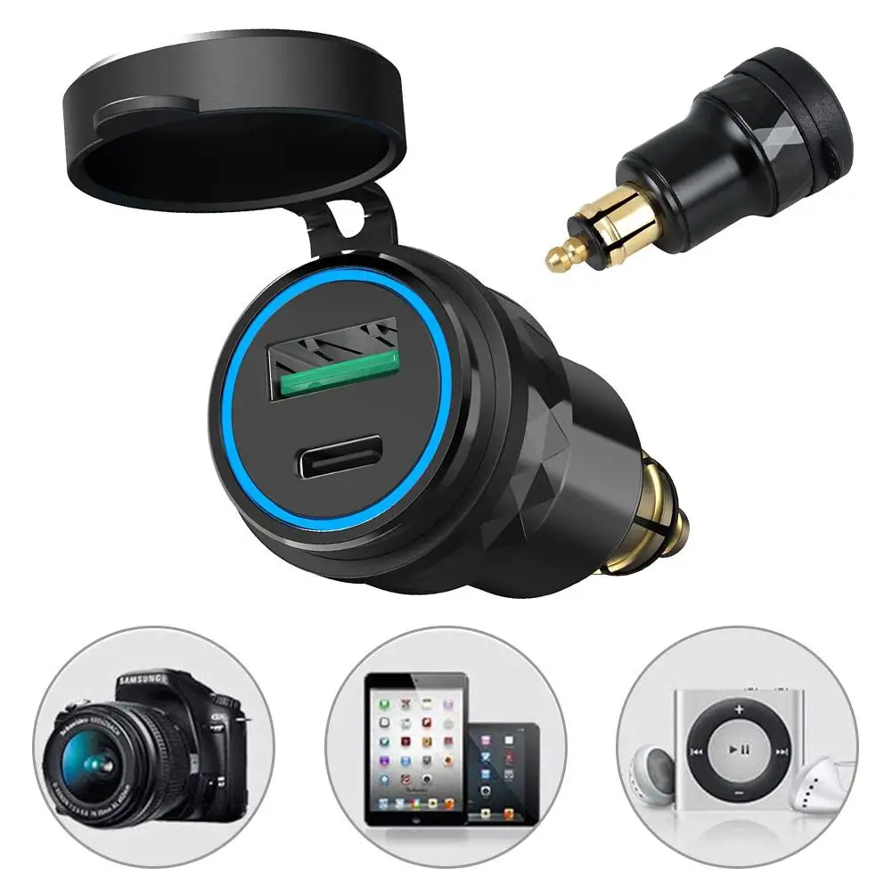 Charger Adapter for f650 F700 For BMW for ducati For Hella 12V-24V Motorcycle Aluminum Alloy Black CNC DIN Socket 1pcs