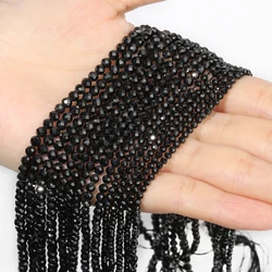 2/3/4mm AA Faceted Black Agate Beads Natural Stones Tiny Waist Loose Bead For Jewelry Making Diy Bracelet Earrings Accessories