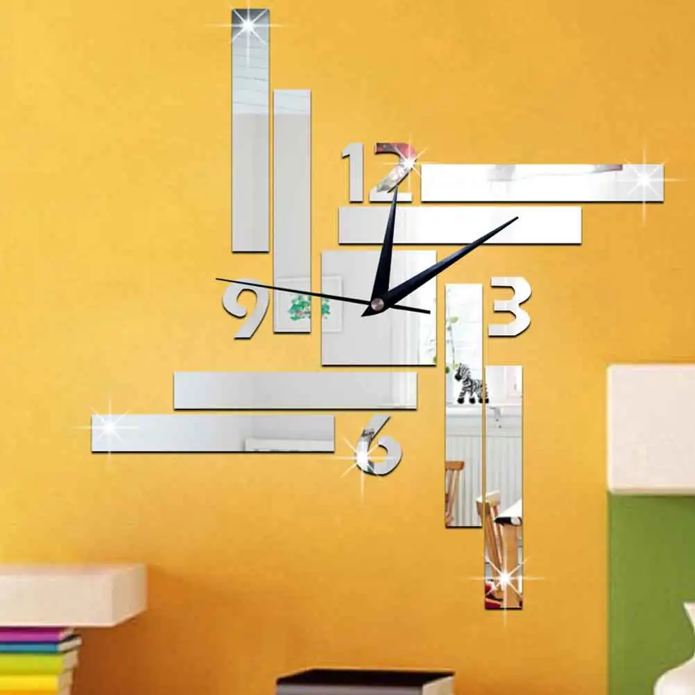

Mirror Clock Wall for Restuarant Decoration Decorate Decorative Hanging Chic Art