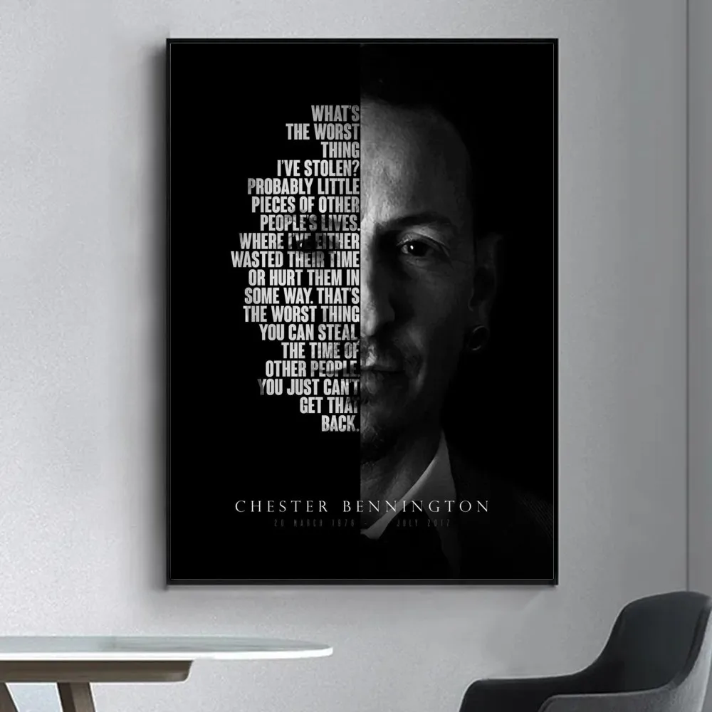 Rock Legends-C-Chester-Bennington Poster Fancy Poster Wall Sticker for Living Room Bar Vintage Decorative Painting Middle