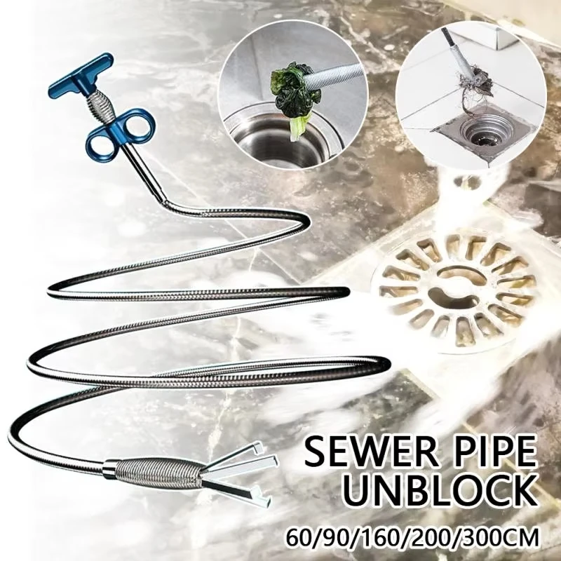 1/1,6/2/3M Frühling Rohr Bagger Werkzeuge Kanalisation Rohr Unblocker Ablauf Schlange Schlauch Abfluss Reiniger sticks Verstopfen Entferner Reinigung Haushalt – Detail 8