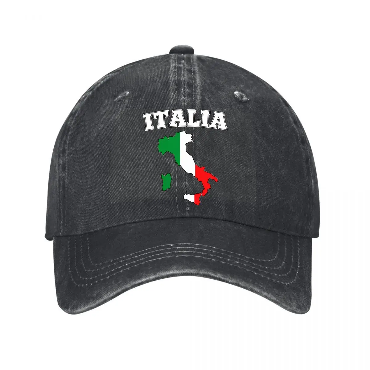 Italia Italian Flag Country Map Outline Washed Baseball Cap Outdoor Hat