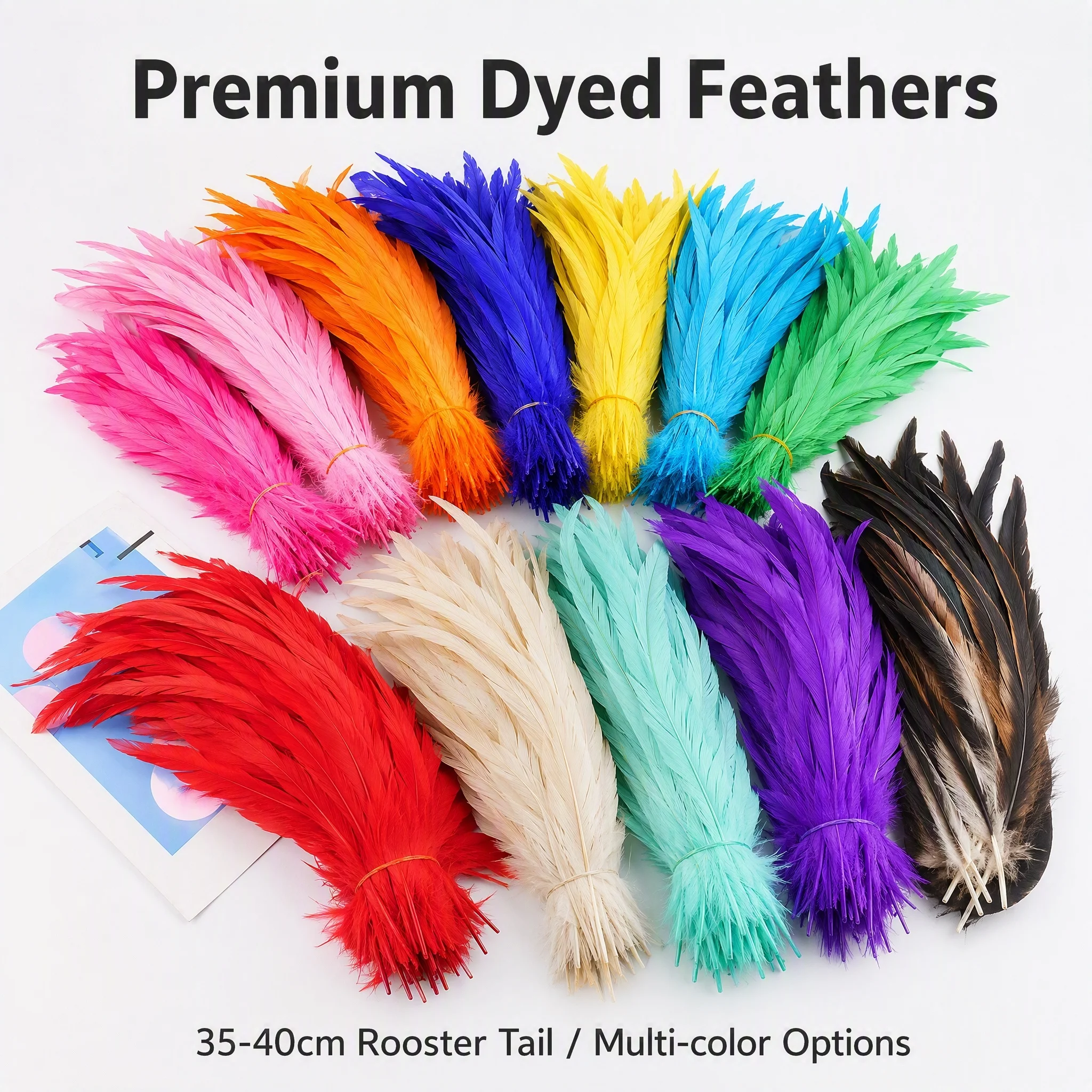 Dyed Rooster Tail Feathers 35-40cm Colorful Rooster Feathers DIY Sewing Costume Stage Performance Clothing Decoration