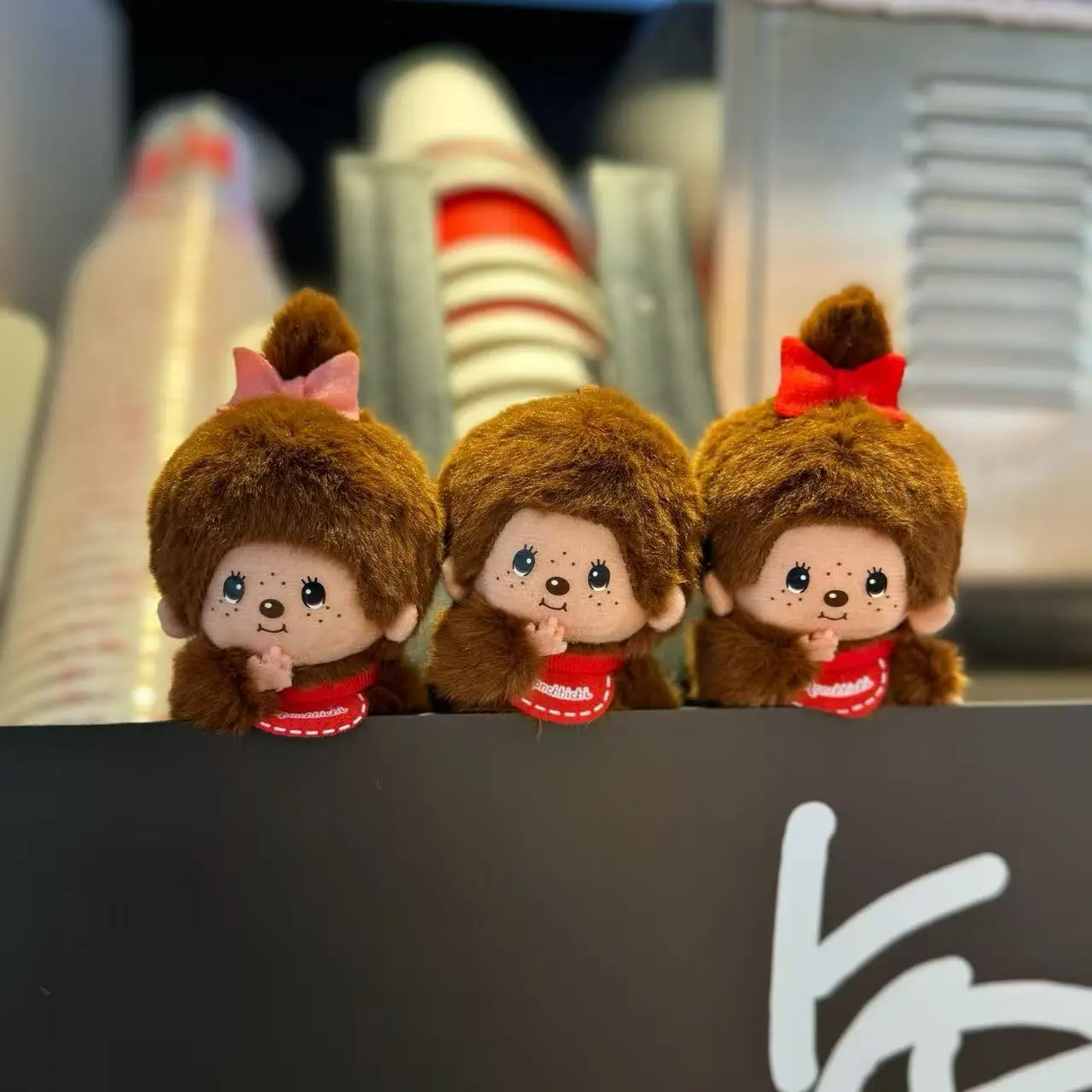 New Monchhichi Mini Keychain Cute Monkey Doll Pendant Couple Style Toy Bag Ornament