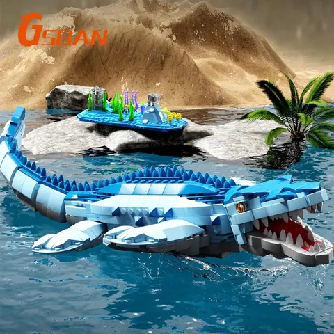 GSBAN Jurassic Period Park Dinosaurs Mosasaurus 1158PCS MOC Set Building Blocks Kits Toys for Children Kids Gifts Toy Bricks