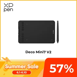 XPPen Deco Mini7 V2 Graphics Tablet 7*4.3 Inch Digital Drawing Tablet 8 Keys 16384 Levels 60 Tilt for Art Drawing Signature