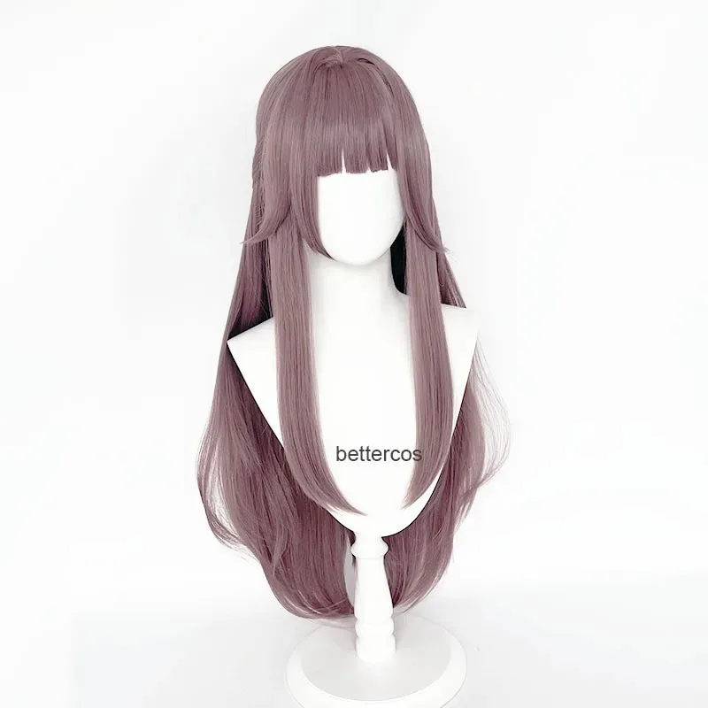 88 سنتيمتر هيرتا شعر مستعار تأثيري لعبة هونكاي: ستار السكك الحديدية هيرتا منخفضة لمعان طويل رمادي أرجواني شعر مستعار تأثيري أنيمي مقاومة للحرارة شعر مستعار اصطناعي VR