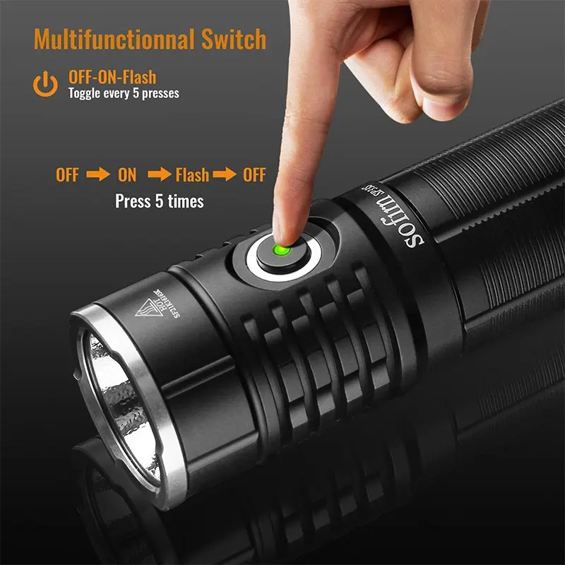 Sofirn SP33S USB C Rechargeable XHP70.2 5000lm Powerful LED Flashlight 26650 21700 Torch with Power Bank Function