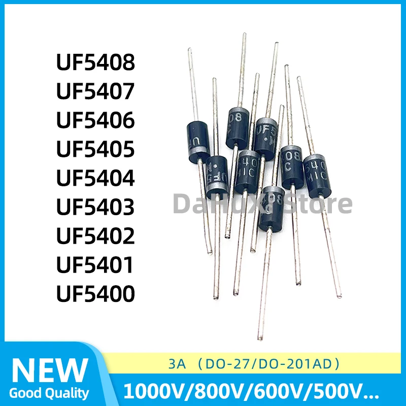 20PCS UF5408 UF5407 UF5406 UF5405 UFF5404 UF5403 UF5402 UF5401 UF5400 ULTRA FAST RECTIFIER Diode 3A DO-27