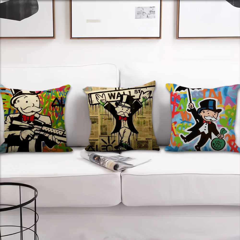 Art A-Alec M-Monopoly Comfortable Decorative Cushion Cover Pillow Case Suitable for Home Living Room Sofa Room Decoration