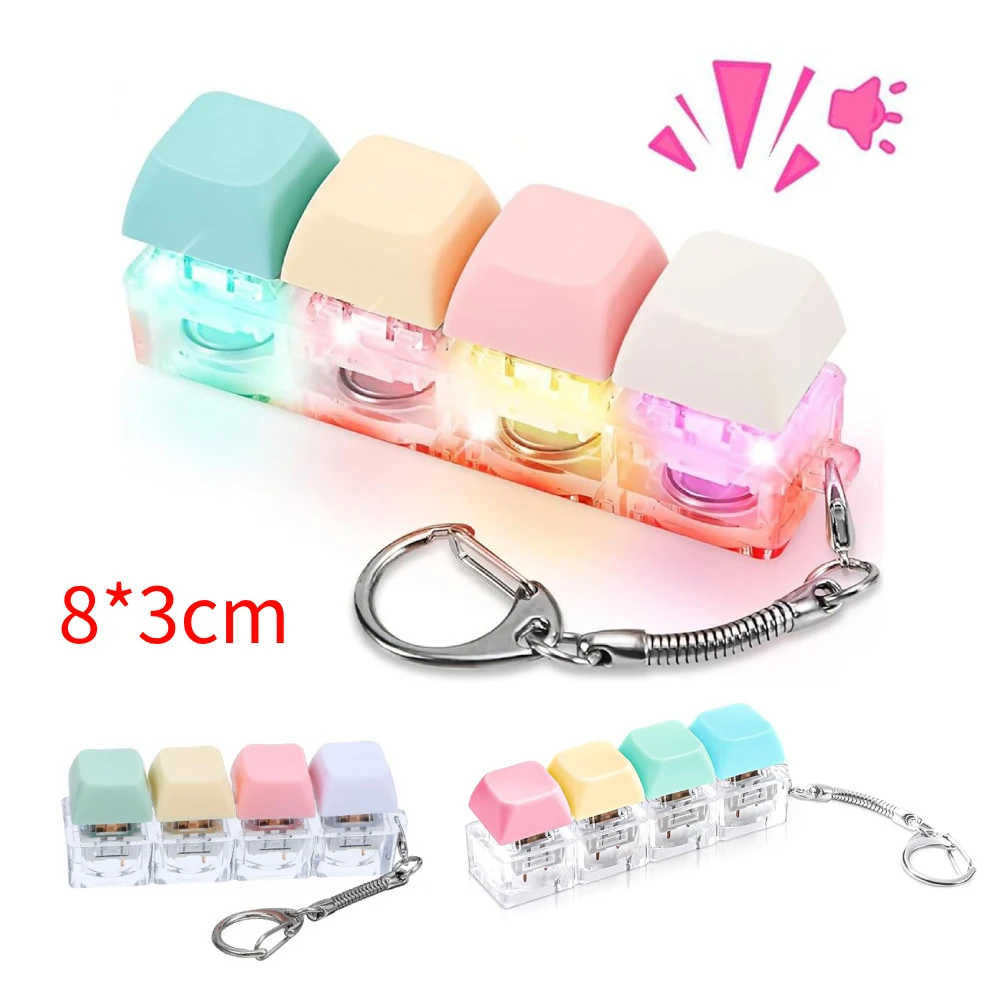 Fidget Keyboard Keychain With RGB Lights 4 Colors Finger Button Anti-stress Toys For Adults Antistress Toys For Boys Girls