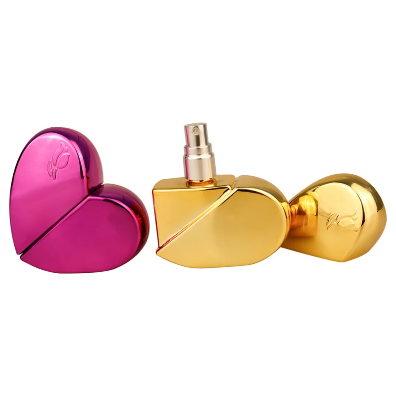 6 Colors 25ml Heart Shaped Glass Perfume Bottles Portable Spray Atomizer Refillable Cosmetics Bottle Small Sample Sub-Bottle