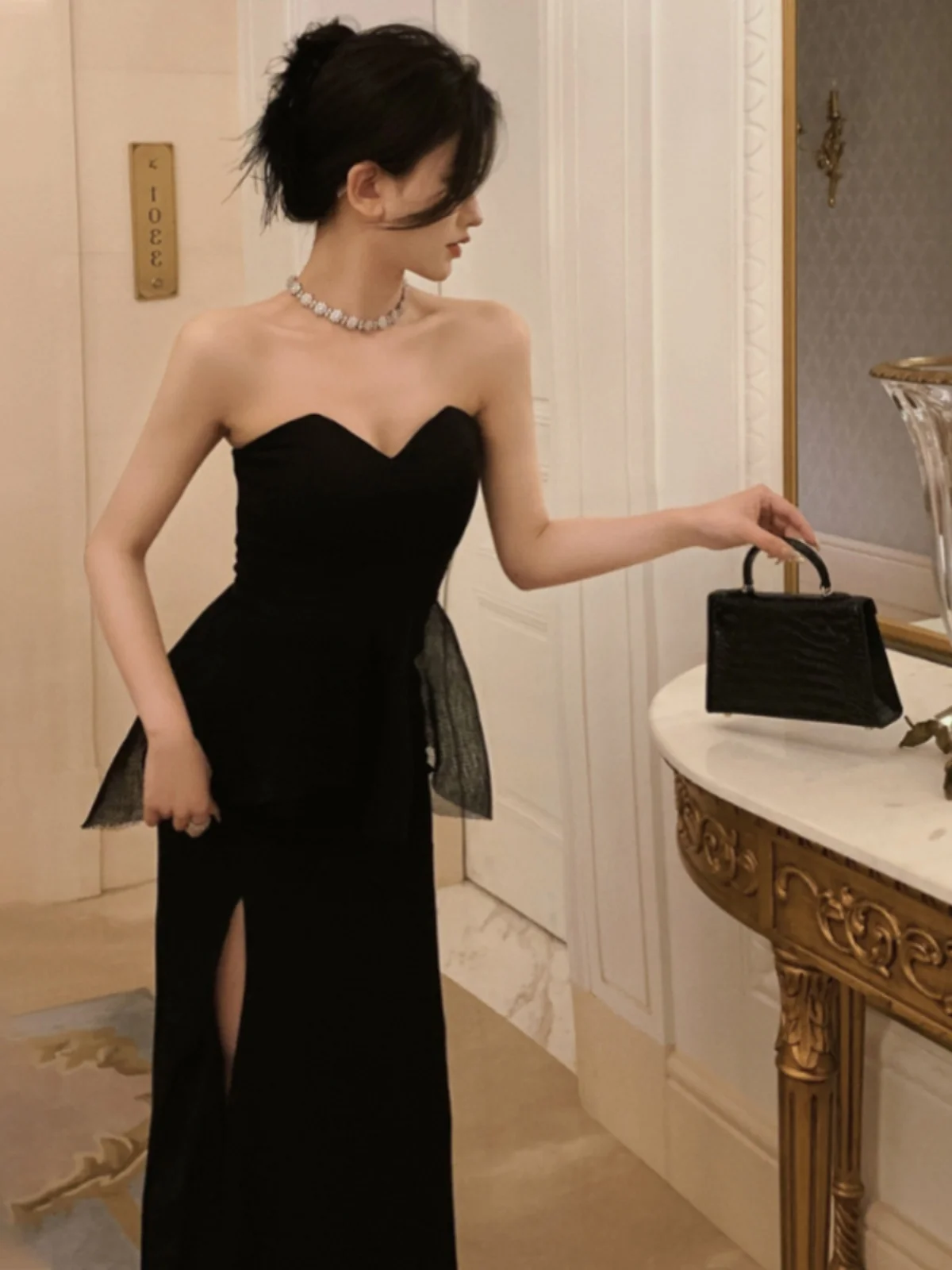 

Ele Long Svel One oulder Evening Gown Hepburn Sle Birthday Par Drinking Ceremony Dr Luxury Sensual Women's...