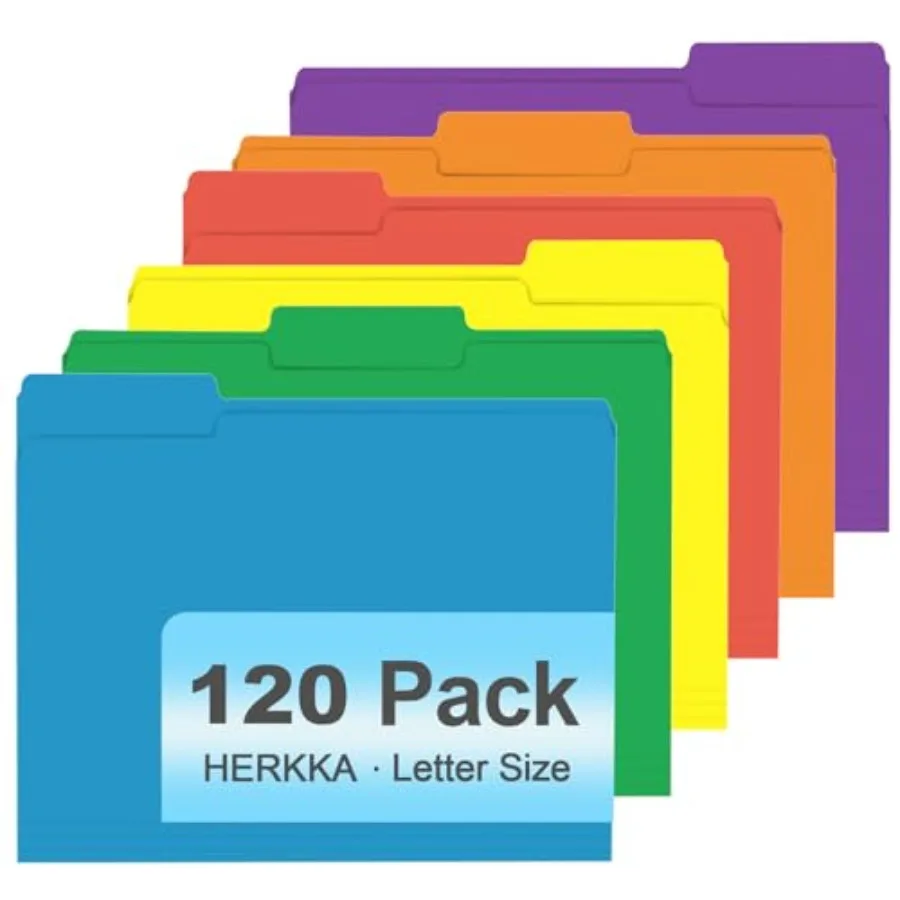 

File Folder, 120 Pack 1/3 Cut Tab File Folders, Colo File Folders Great for Organizing and Filing, Letter Size