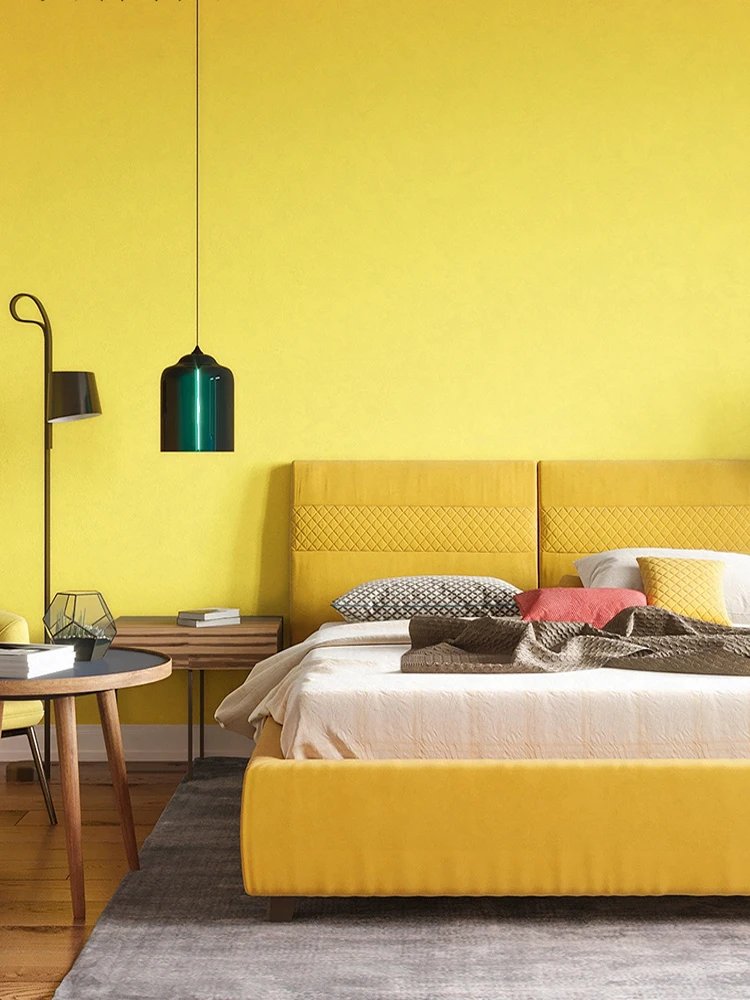 

Pure Solid Color Yellow Wallpaper Living Room Simple Solid Color Tv Sofa Background Pure Color Wall Paper Nordic Clothes Store