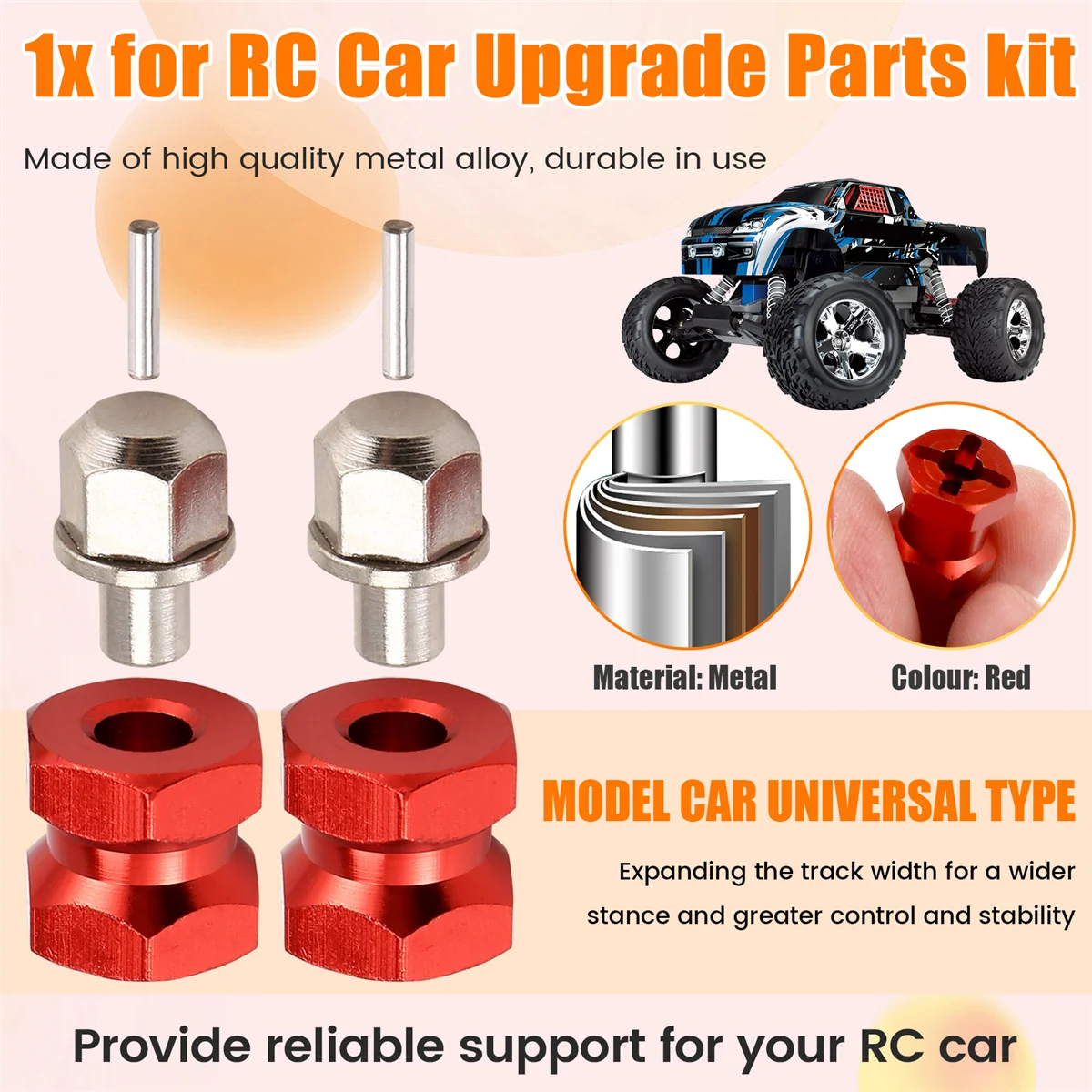 جديد 4 قطعة 12 مللي متر عرافة محور عجلات محرك محول 12 مللي متر تمديد الموحد المقرنة ل 1/10 RC سيارة الزاحف SCX10 D90 ، الأحمر