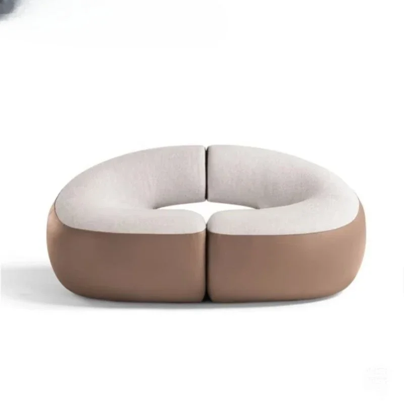 Retro style design, niche Internet celebrity three-seater leather cloth small apartment donut living room sofa