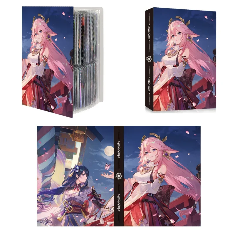 Genshin Impact 240 Pcs Cards Album Binder Book Map Letter Holder Binder Paimon Aether Lumine Anime Game Cards Collection Folder